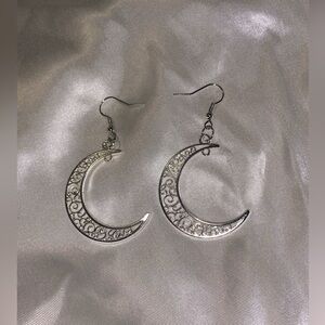 Handcrafted Silver Crescent Moon Earrings